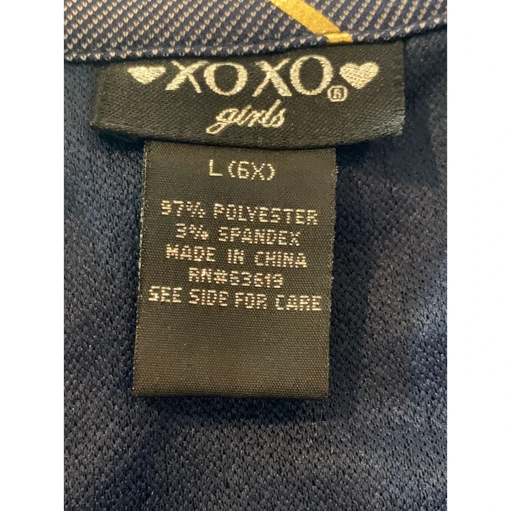 XOXO Girls 3 Piece Set New with Tags Vest Leggings Top 6X Navy Gold Denim Cream